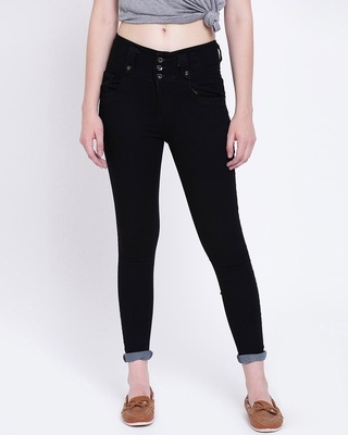 Shop Women's Black Slim Fit High-Rise Stretchable Jeans-Front