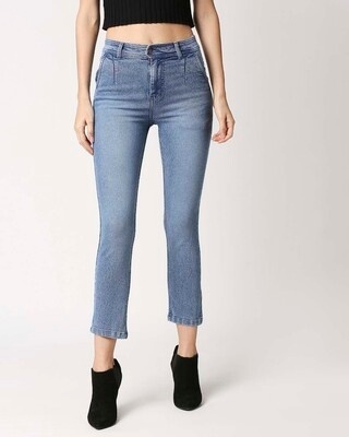 Shop Women's Boyfriend Fit High Rise Clean Look Cropped Jeans-Front