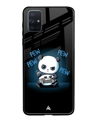 Shop Black Pew Pew Glass Case for Samsung Galaxy A51-Front