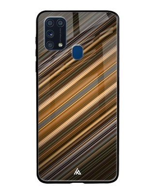 Shop Multicolor Diagonal Slash Pattern Glass Case for Samsung Galaxy M31-Front