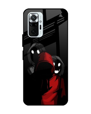 Shop Hocopoco Shadow Character Glass Case for Redmi Note 10 Pro-Front