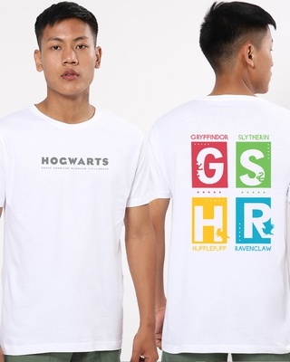 Shop Men's White Hogwarts GSHR Typography T-shirt-Front