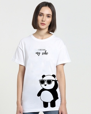 Shop Women's White I Decide My Vibe Boyfriend Fit T-shirt-Front