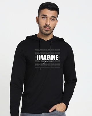Shop Men's Black Imagine Typography T-shirt-Front