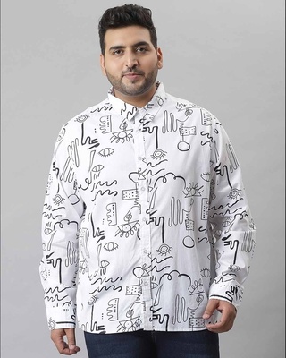 Shop Men's White Graphic Design Stylish Full Sleeve Casual Shirt-Front