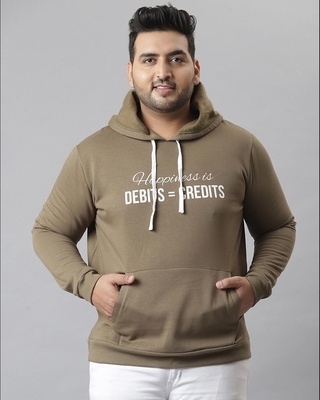 Shop Men's Green Printed Stylish Hooded Casual Sweatshirt-Front