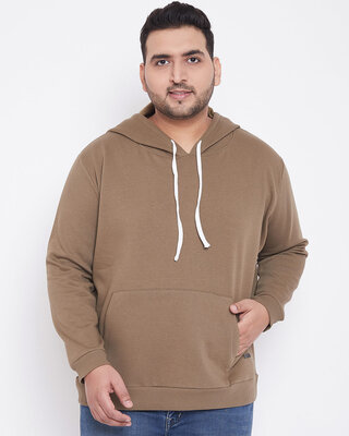 Shop Instafab Plus Men's Plus Size Solid Stylish Casual Winter Hooded Sweatshirt-Front