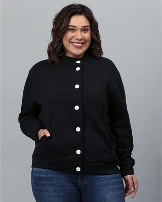 Shop Women's Black Solid Stylish Casual Jacket-Front