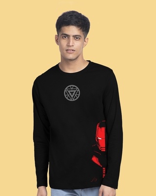 Shop Iron Face Full Sleeve T-Shirt (AVL) Black-Front