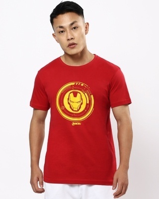 Shop Men's Red Iron Man Mask T-shirt-Front