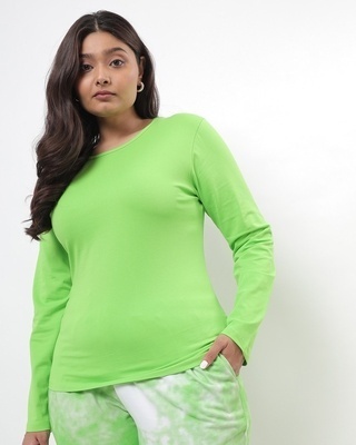 Shop Chilled Out Green Plus Size Full Sleeve T-shirt-Front