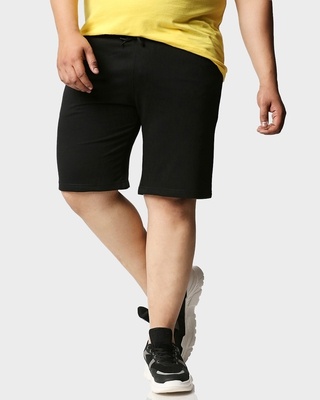 Shop Jet Black Plus Size Casual Shorts-Front