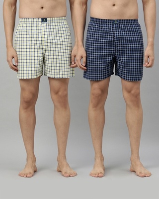 Shop Joven Checked Men's Boxer (Pack Of 2)-Front