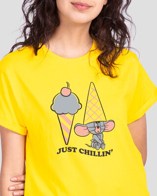 Shop Just Chillin Nibbles Boyfriend T-Shirt Pineapple Yellow-Front