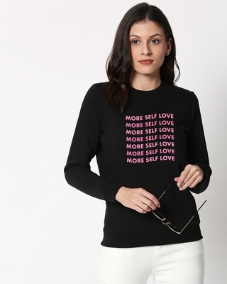 Shop Keep Loving Yourself Fleece Sweatshirt Black-Front