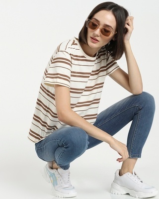 Shop Killer Brown Stripe Half Sleeve T-shirt-Front