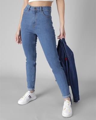 Shop Women's Blue High Rise Skinny Fit Jeans-Front