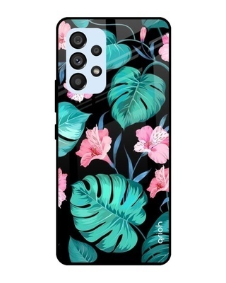 Shop Leaves & Flowers Printed Premium Glass Cover for Samsung Galaxy A53 5G (Shock Proof, Light Weight)-Front