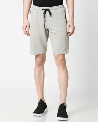 Shop Light Grey Men's Casual Shorts With Zipper-Front