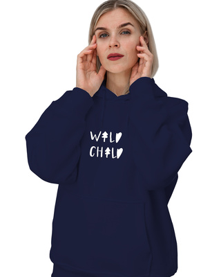 Shop Women's Blue Wild Child Hoodie Sweatshirt-Front