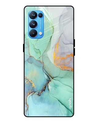 Shop Marble Printed Premium Glass Cover for Oppo Reno 5 Pro (Shock Proof, Lightweight)-Front
