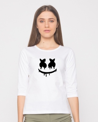 Shop Marshmello Mask Round Neck 3/4th Sleeve T-Shirt-Front