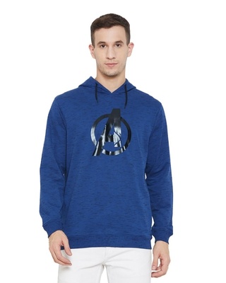 Shop Marvel by Wear Your MindMarvel Avengers Blue Hooded Men's Sweatshirt-Front