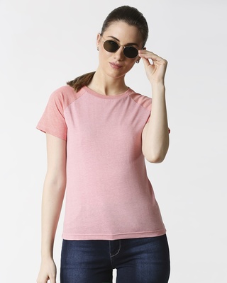 Shop Women's Melange Half Sleeve Raglan T-Shirt-Front