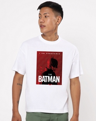 Shop Men's White Batman Poster Graphic Printed T-shirt-Front
