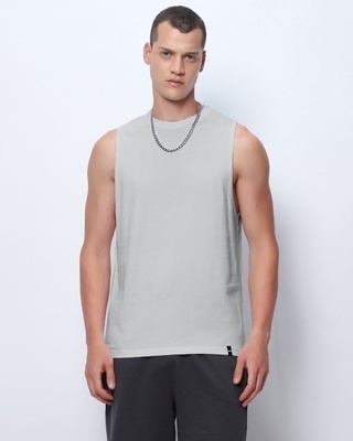 Shop Men's Grey Oversized Vest-Front