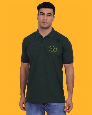 Shop Men's Army Green Cotton Evil Eye Printed T-shirt-Front