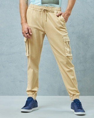 Shop Men's Beige Cargo Pants-Front