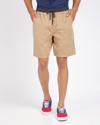 Shop Men's Beige Cotton Shorts-Front