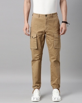 Shop Men's Beige Cargo Trouser-Front