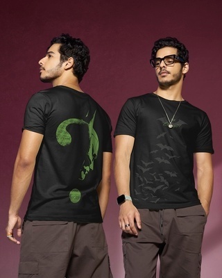 Shop Men's Black Batman Riddle Graphic Printed T-shirt-Front