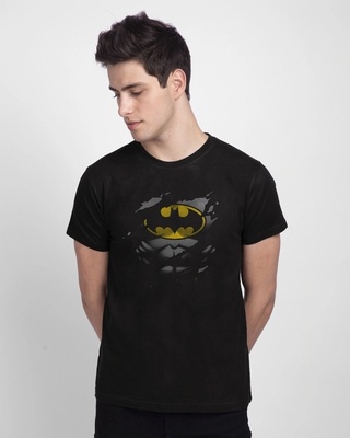 Shop Men's Black Batman Torn (BML) Graphic Printed T-shirt-Front