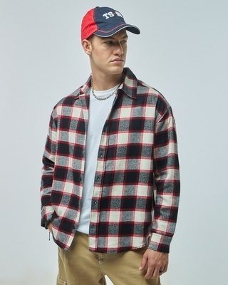 Shop Men's Multicolor Oversized Checked Shirt-Front