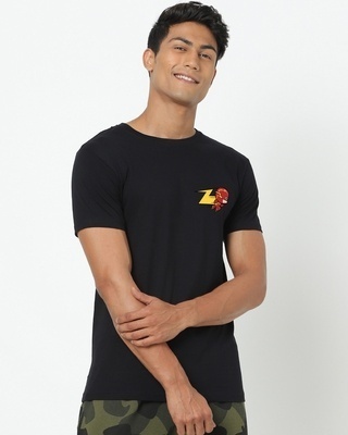 Shop Men's Black Chibi Flash Graphic Printed T-shirt-Front