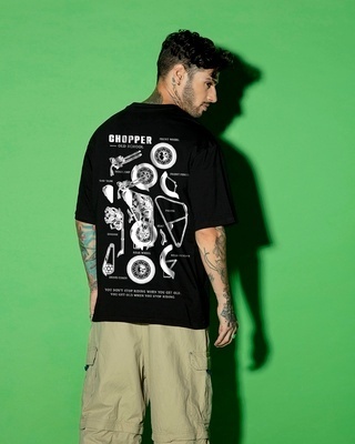 Shop Men's Black Chopper Graphic Printed Oversized T-shirt-Front