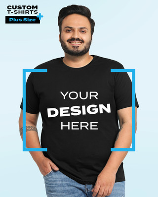 Men's Black Customizable Plus Size T-shirt