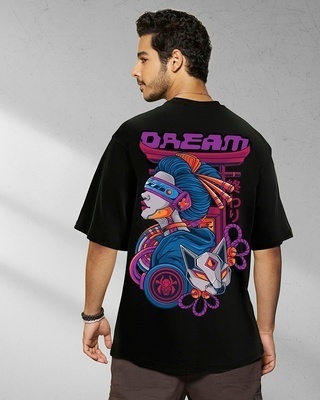 Shop Men's Black Cyborg Dreams Graphic Printed Oversized T-shirt-Front