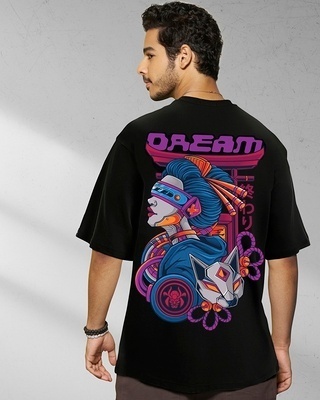 Shop Men's Black Cyborg Dreams Graphic Printed Oversized T-shirt-Front