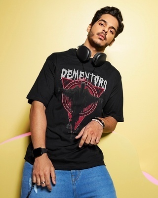 Shop Men's Black Dementors Graphic Printed Oversized T-shirt-Front