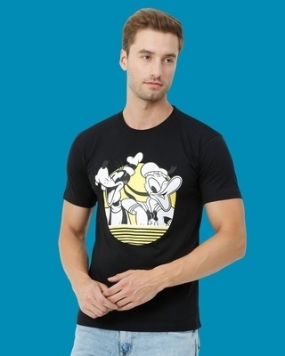 Shop Men's Black Donald and Goofy Graphic Printed T-shirt-Front