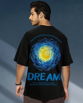 Shop Men's Black Dream Graphic Printed Oversized T-shirt-Front