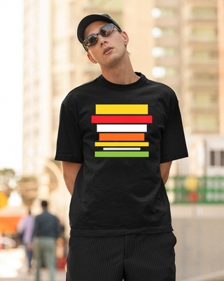 Shop Men's Black Horizontal Line Printed Cotton T-shirt-Front