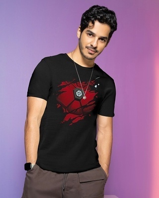 Shop Men's Black Iron Man Of War Graphic Printed T-shirt-Front