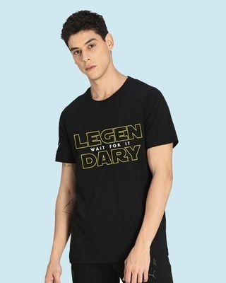Shop Men's Black Legendary Typography T-shirt-Front