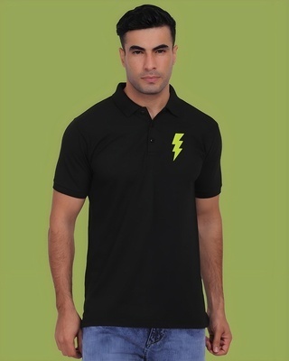 Shop Men's Black Lightning Bolt Printed T-shirt-Front