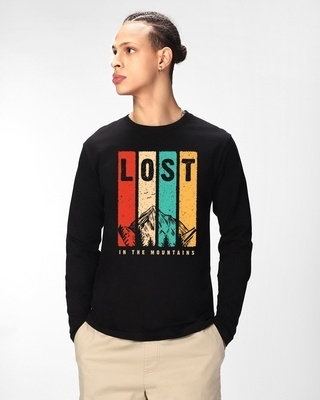 Shop Men's Black Lost Mountains Graphic Printed T-shirt-Front
